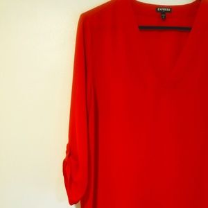 Red Blouse - V-Neck. Express Business Casual